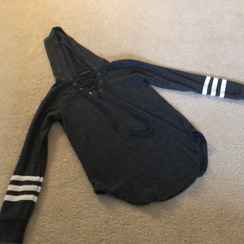 Gray hoodie with lace up front